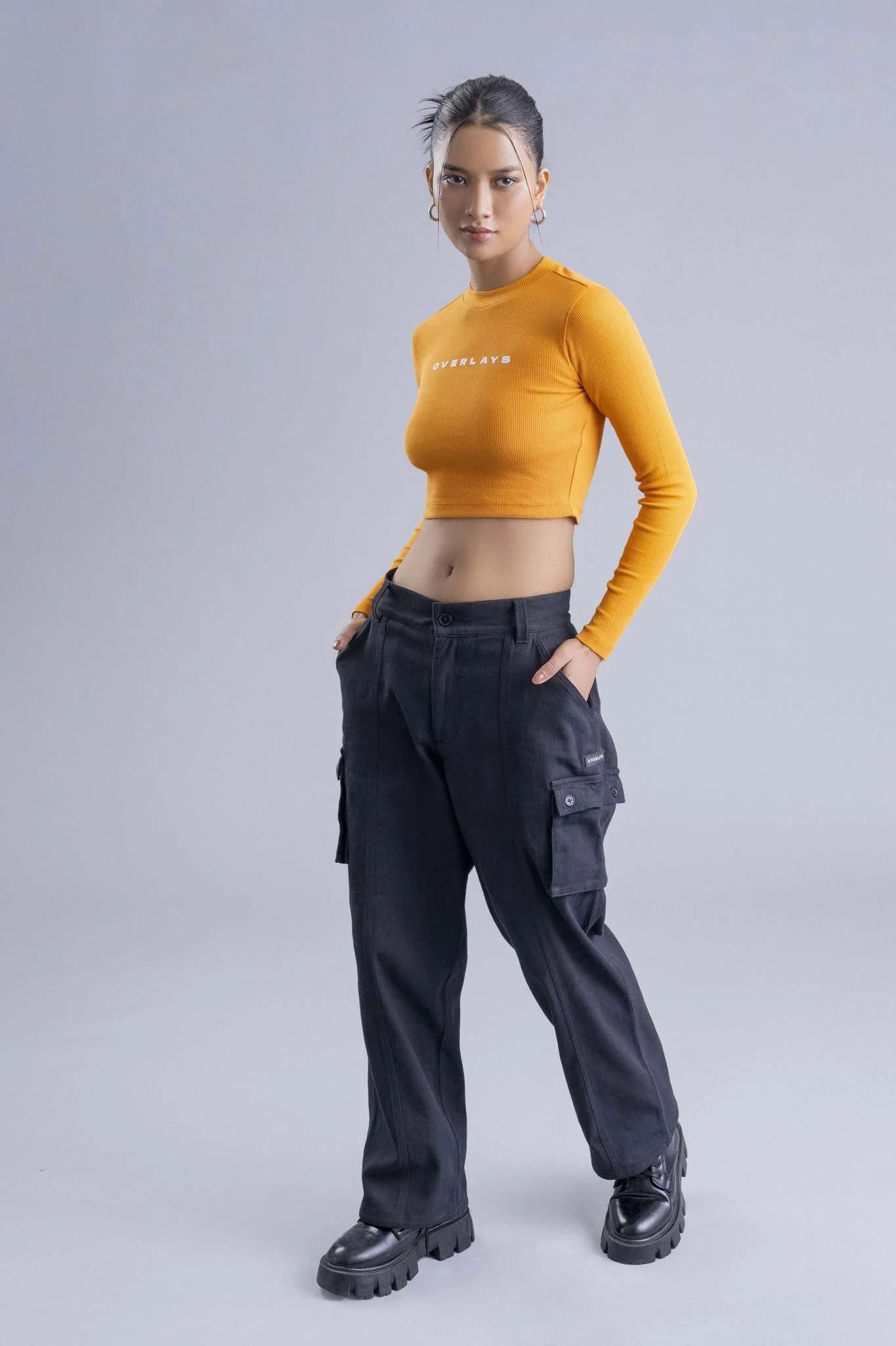Blaze Ribbed Full Sleeves Crop Top - Image 4