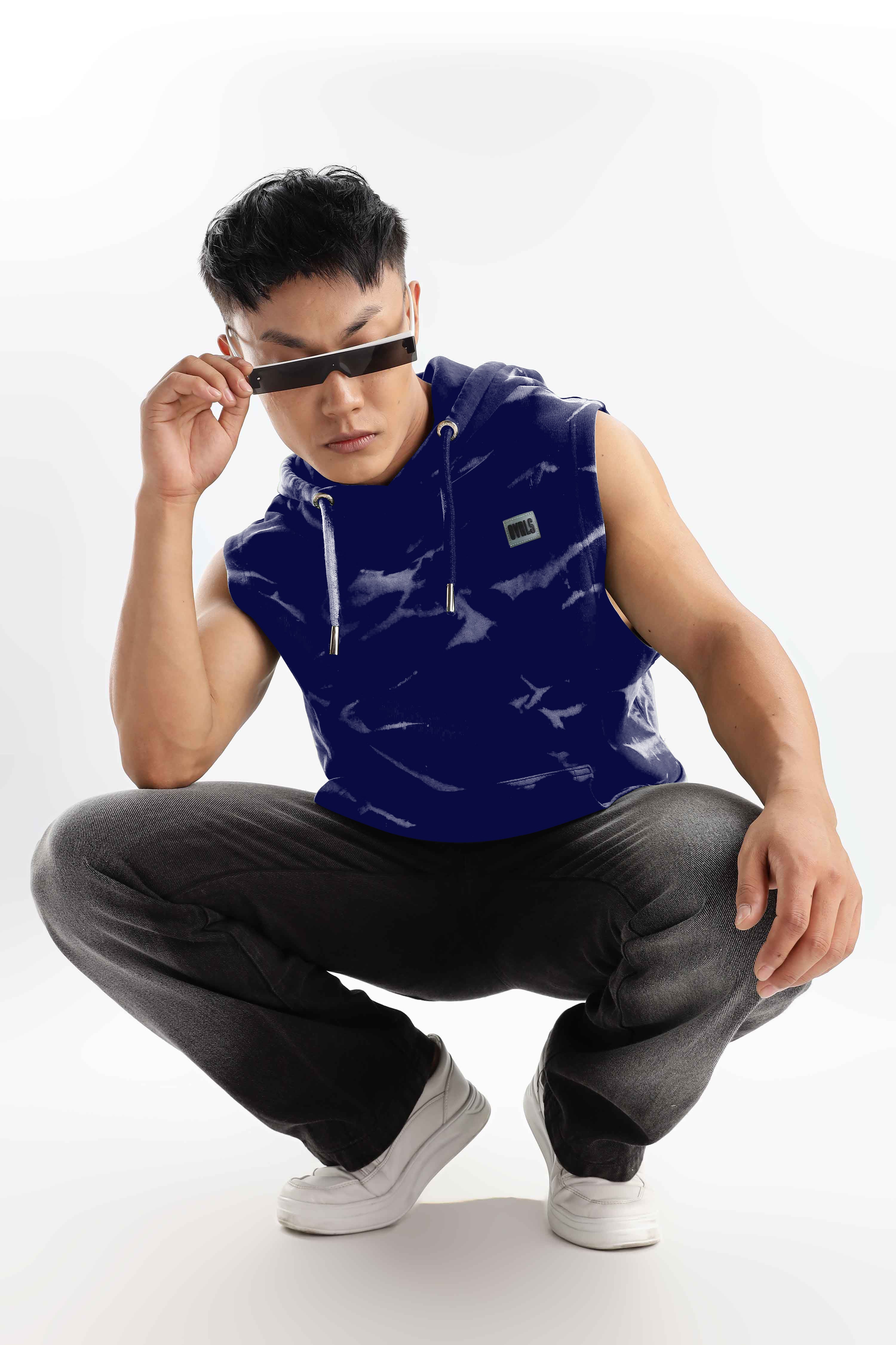 Flash Hood Navy Sleeveless Tank Top - Image 10
