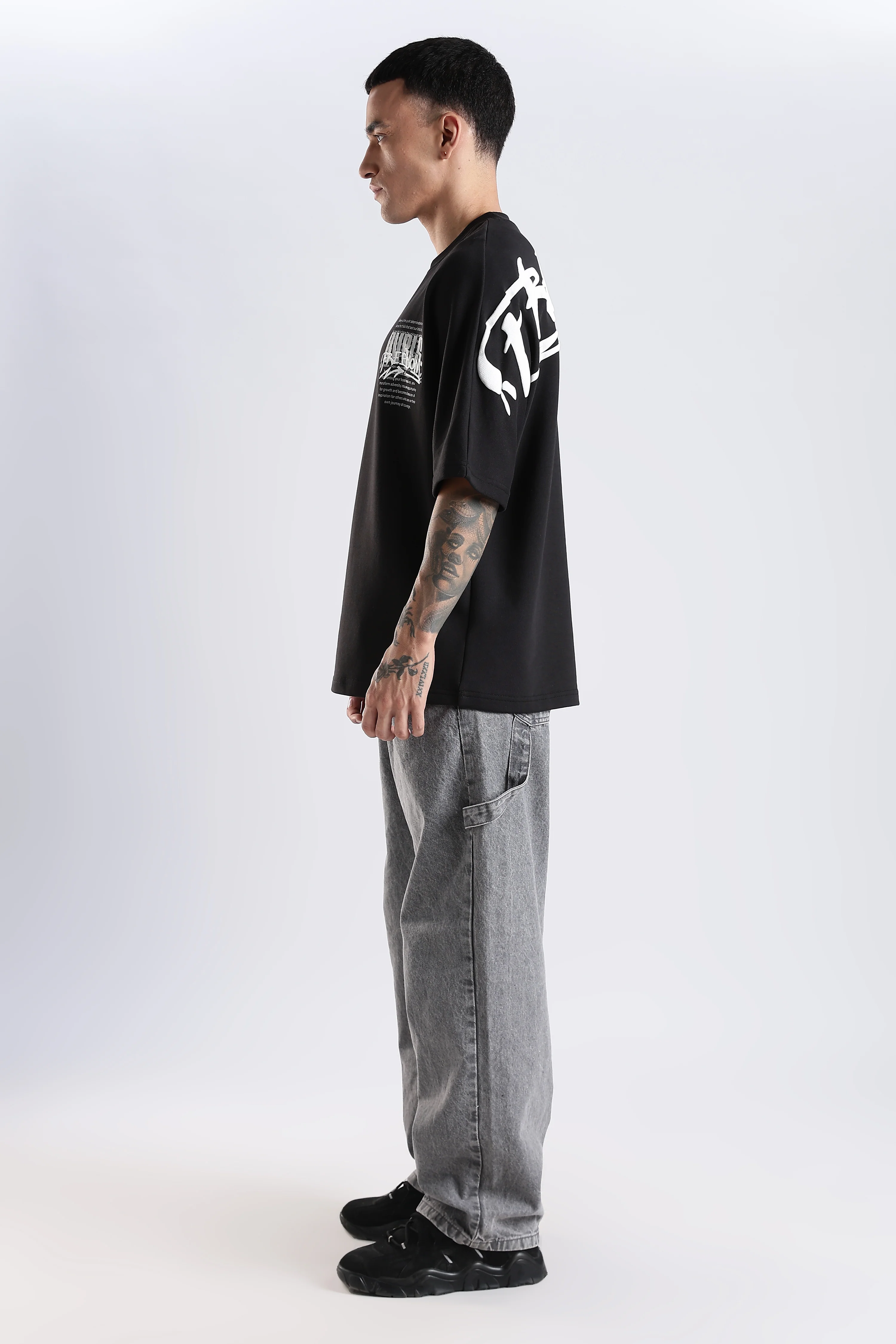 Freedom Graffiti Black Oversized Fit T-Shirt - Image 11