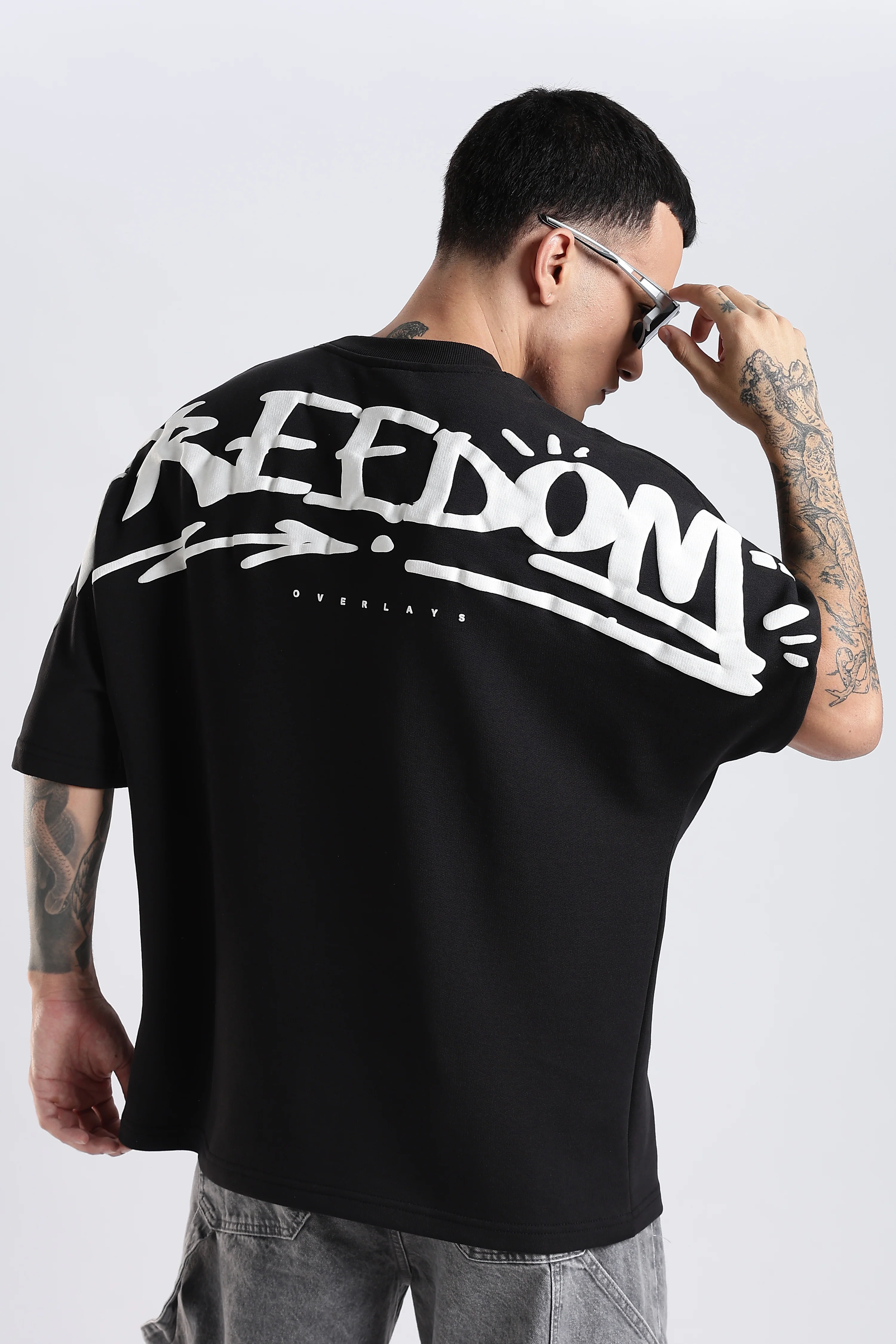 Freedom Graffiti Black Oversized Fit T-Shirt - Image 4