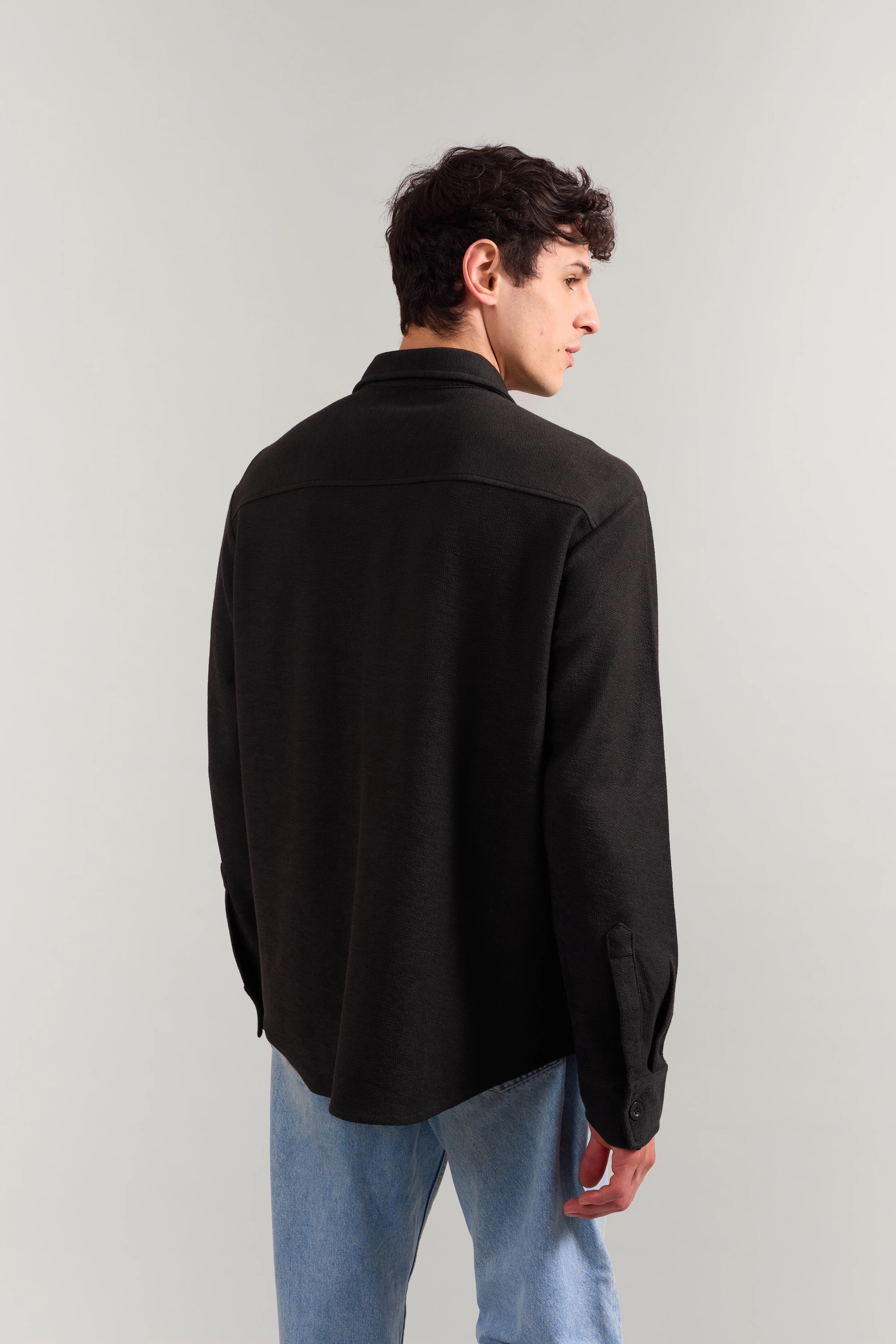 Heavy Weight Black rexin patch pocket full sleeve shirt - Image 5