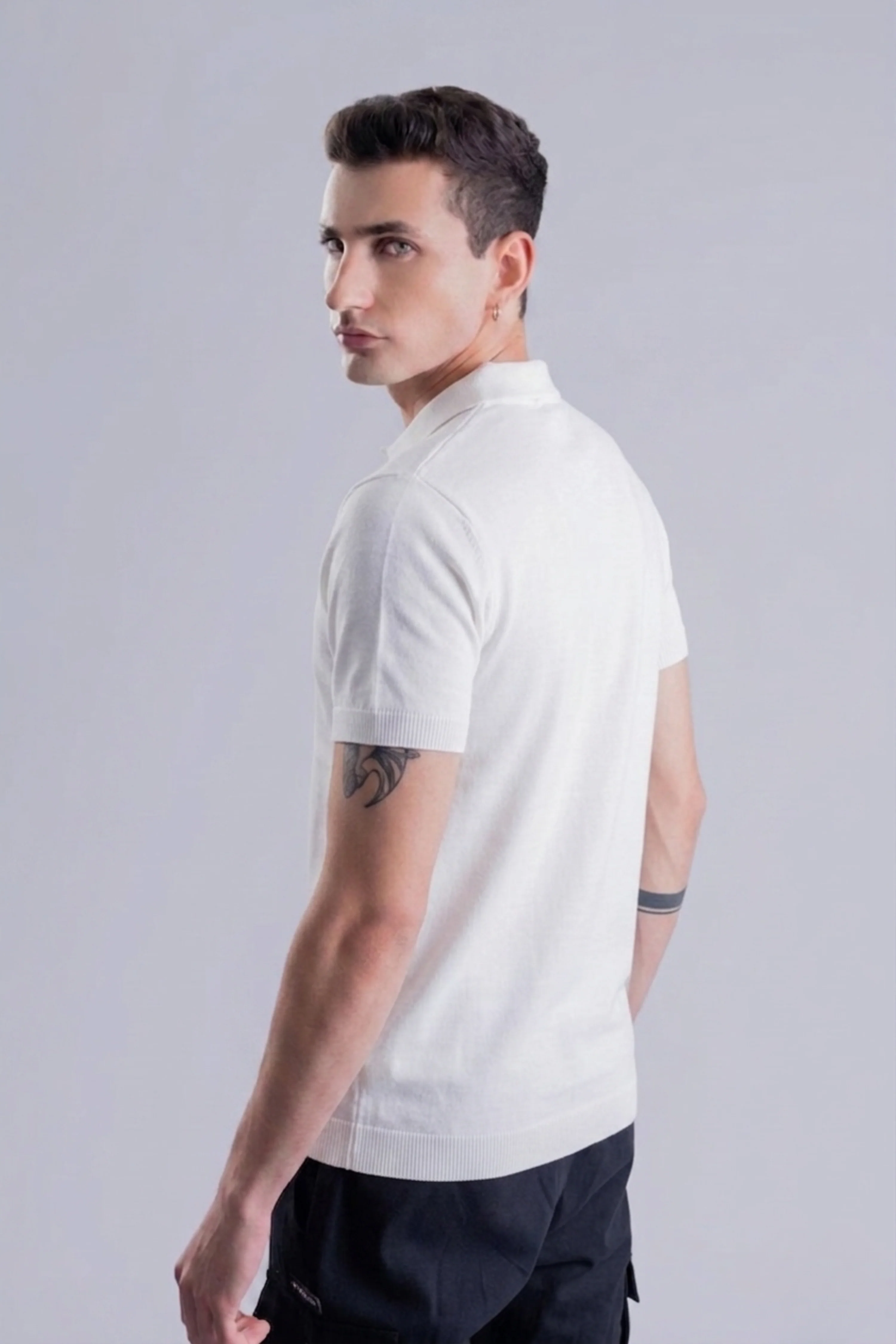 Ivory Crest White Regular Fit Polo - Image 3