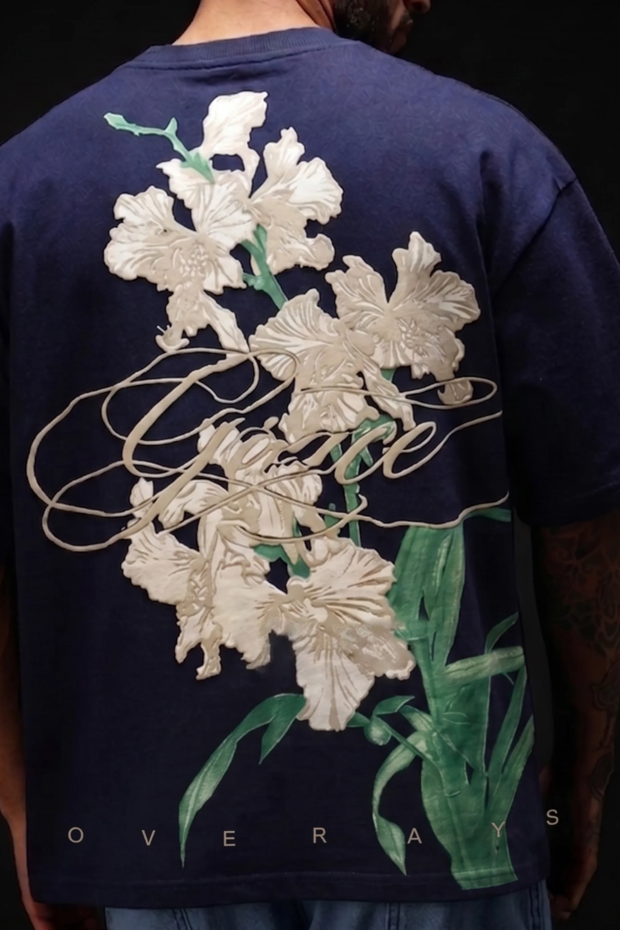 Midnight Bloom Navy Oversized T-shirt - Image 2