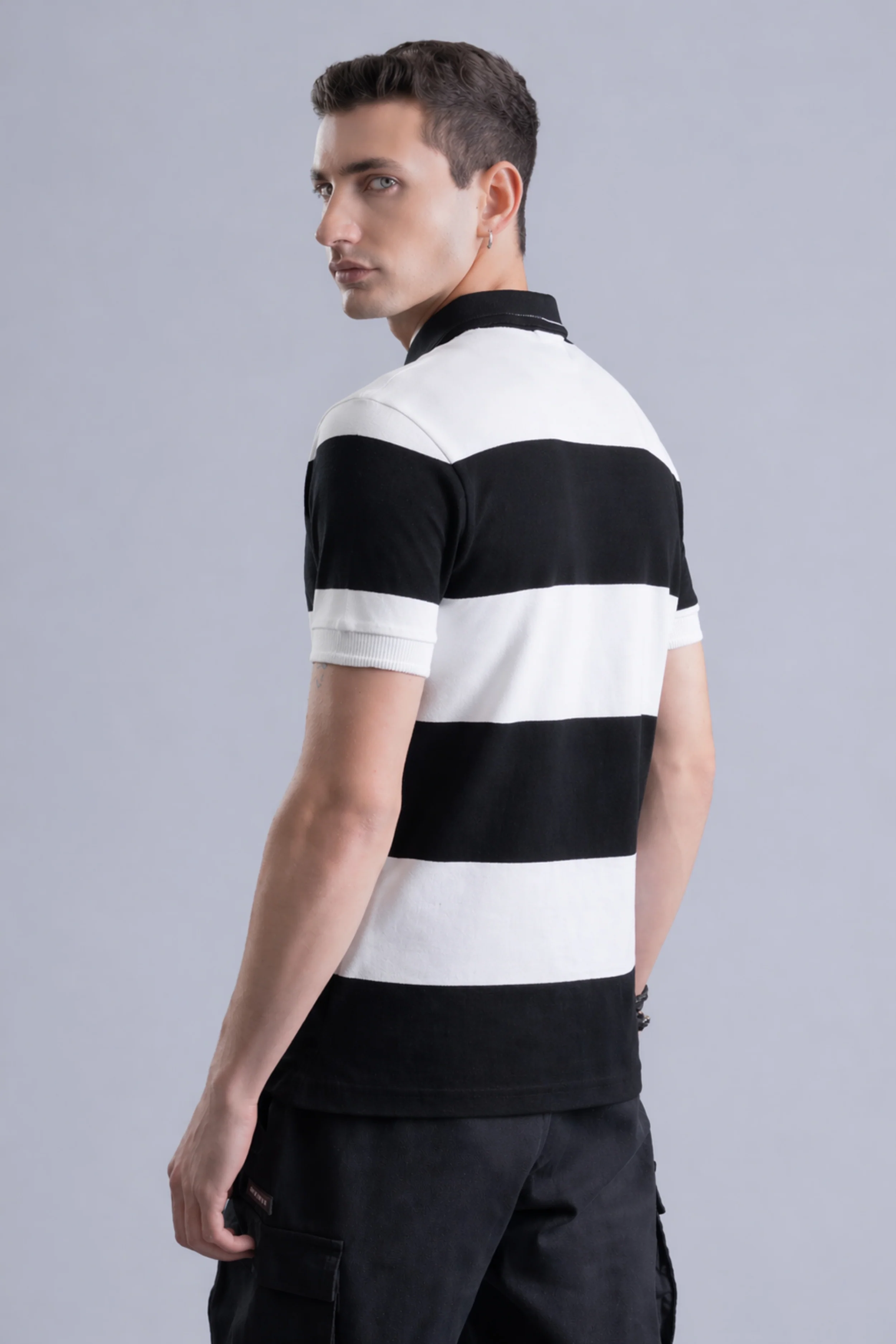 Monochrome Stripe Regular Fit Polo - Image 6
