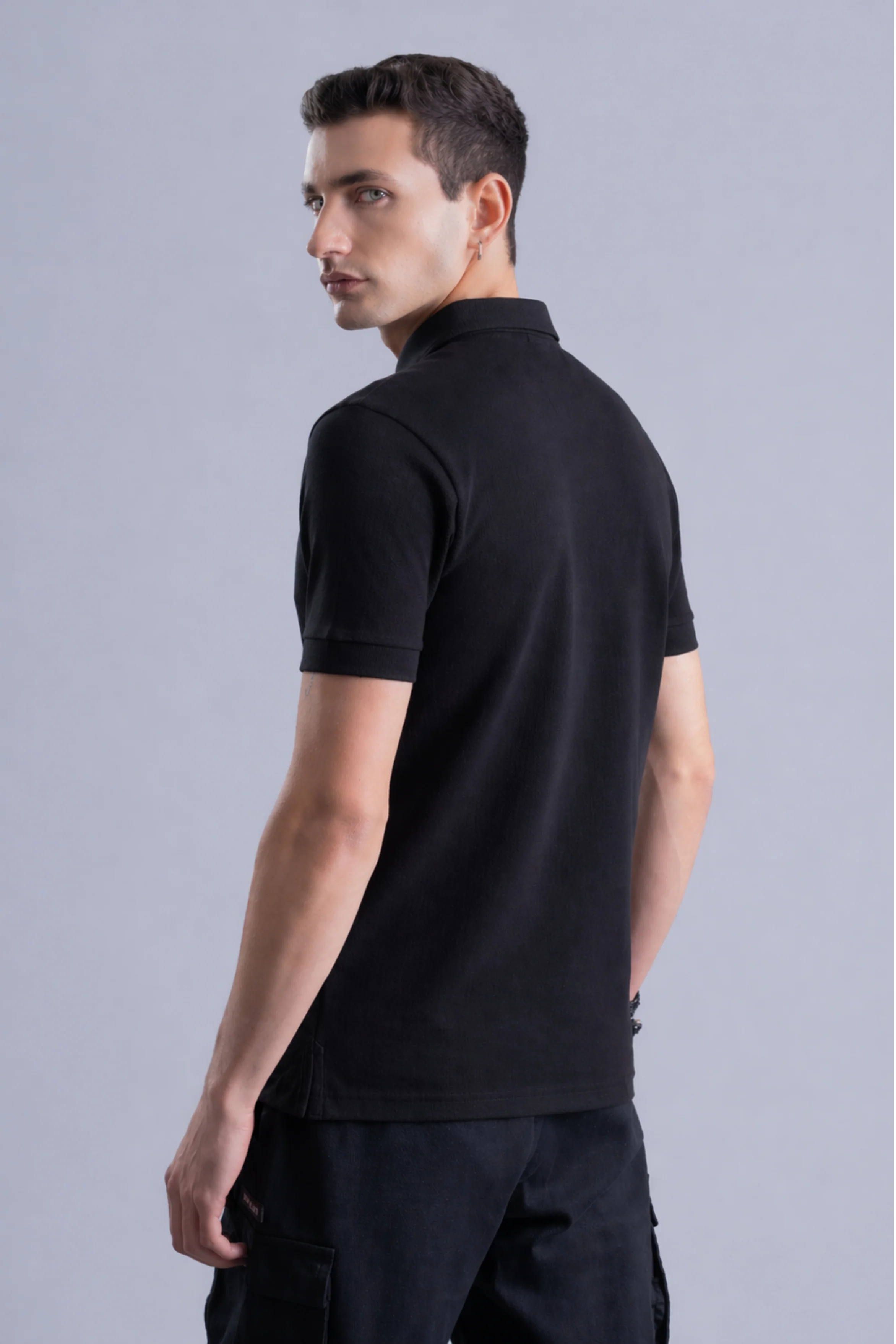 Noir Luxe Black Regular Fit Polo - Image 7