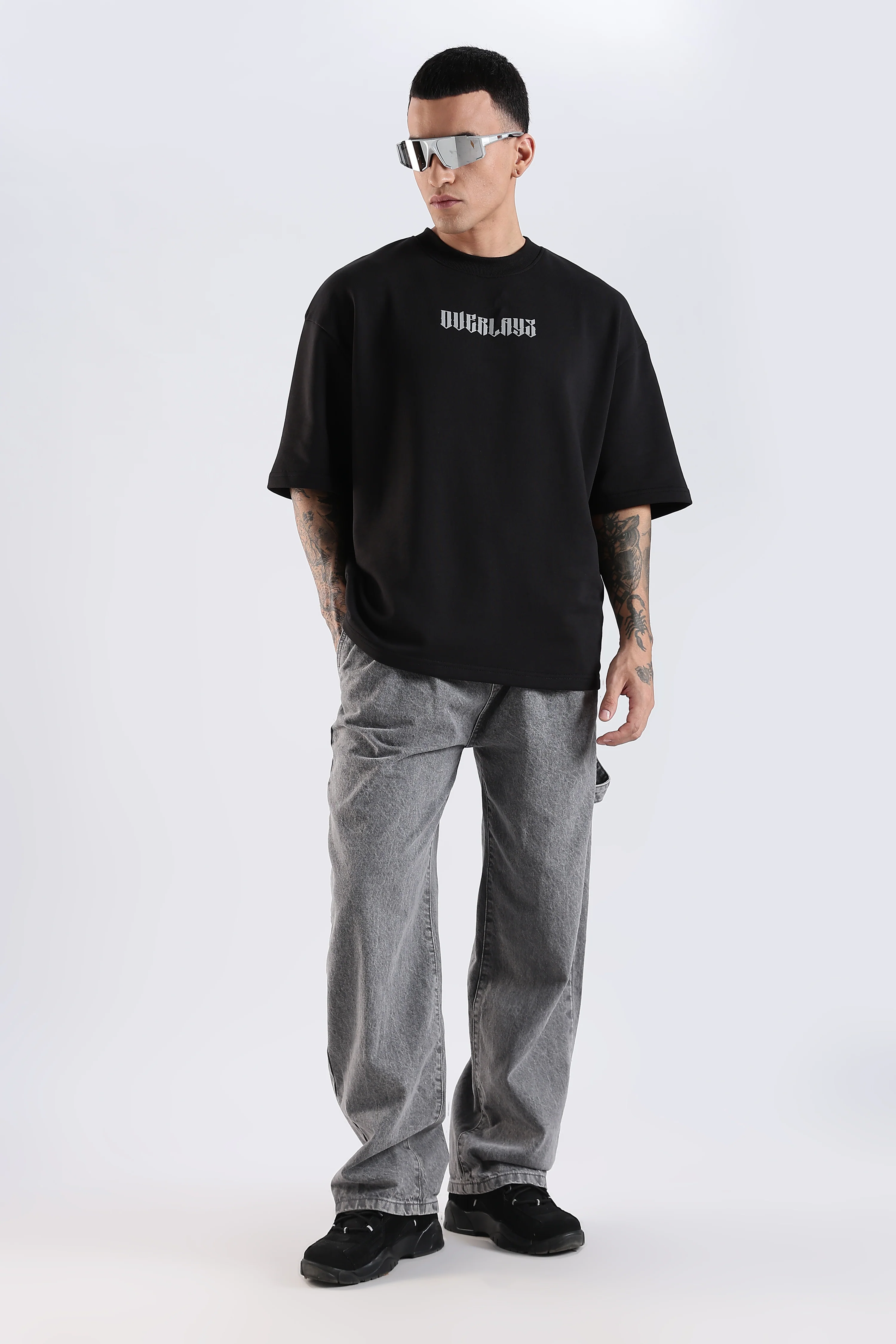 Shield Wings Black Oversized Fit T-Shirt - Image 7