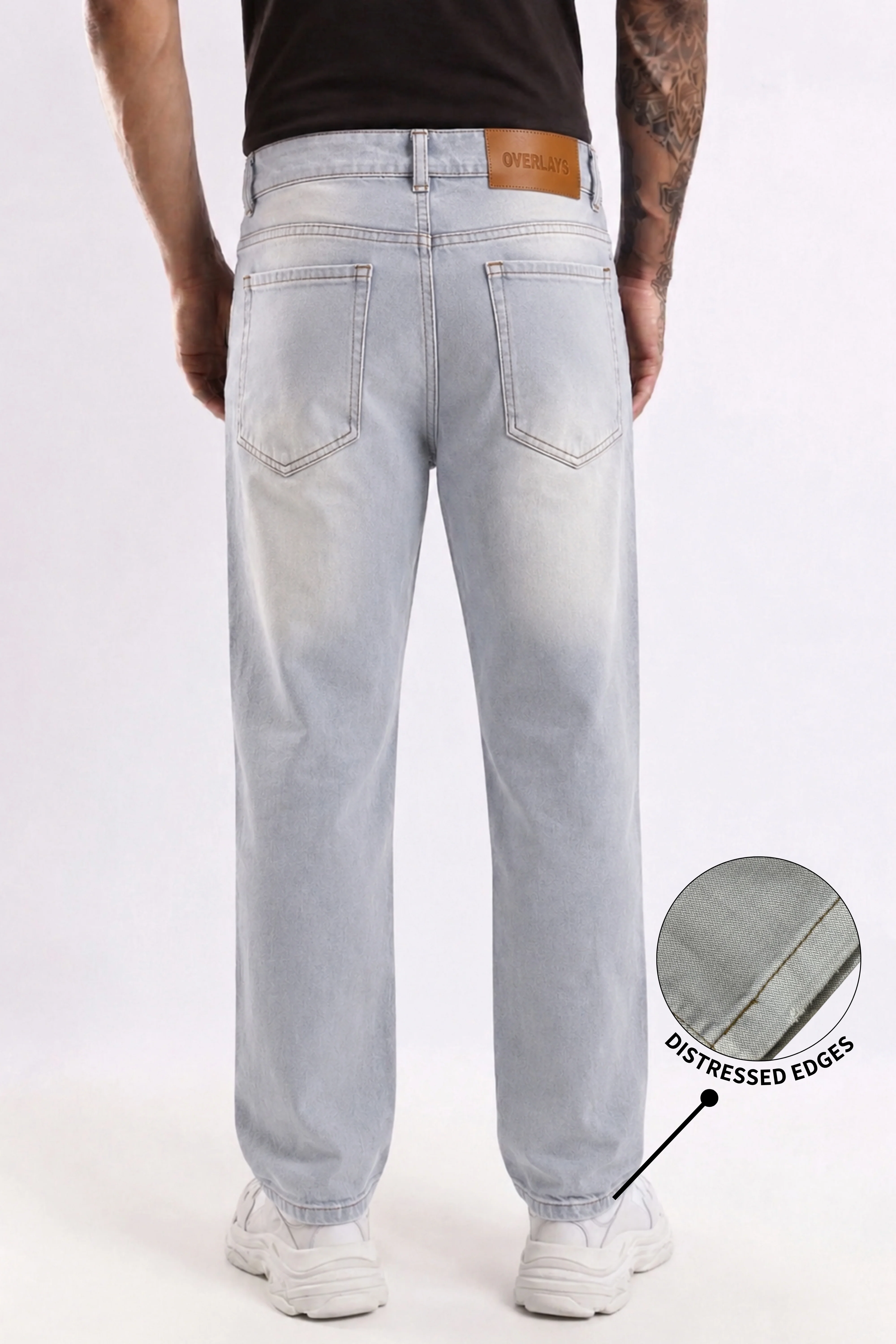 Smoke Wash Grey Distressed Baggy Denim - Image 5