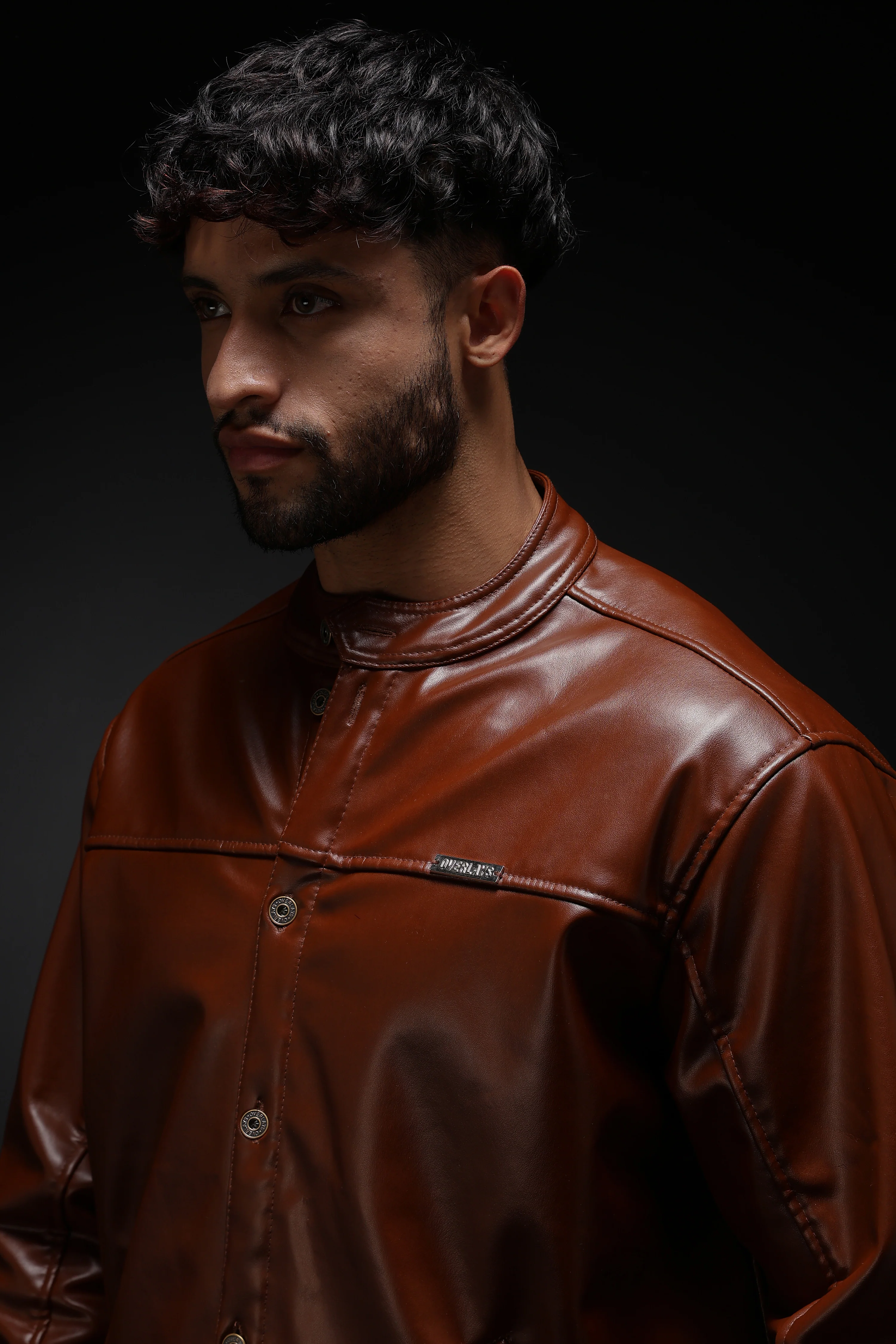 Tan Miler Faux Leather Jacket - Image 17