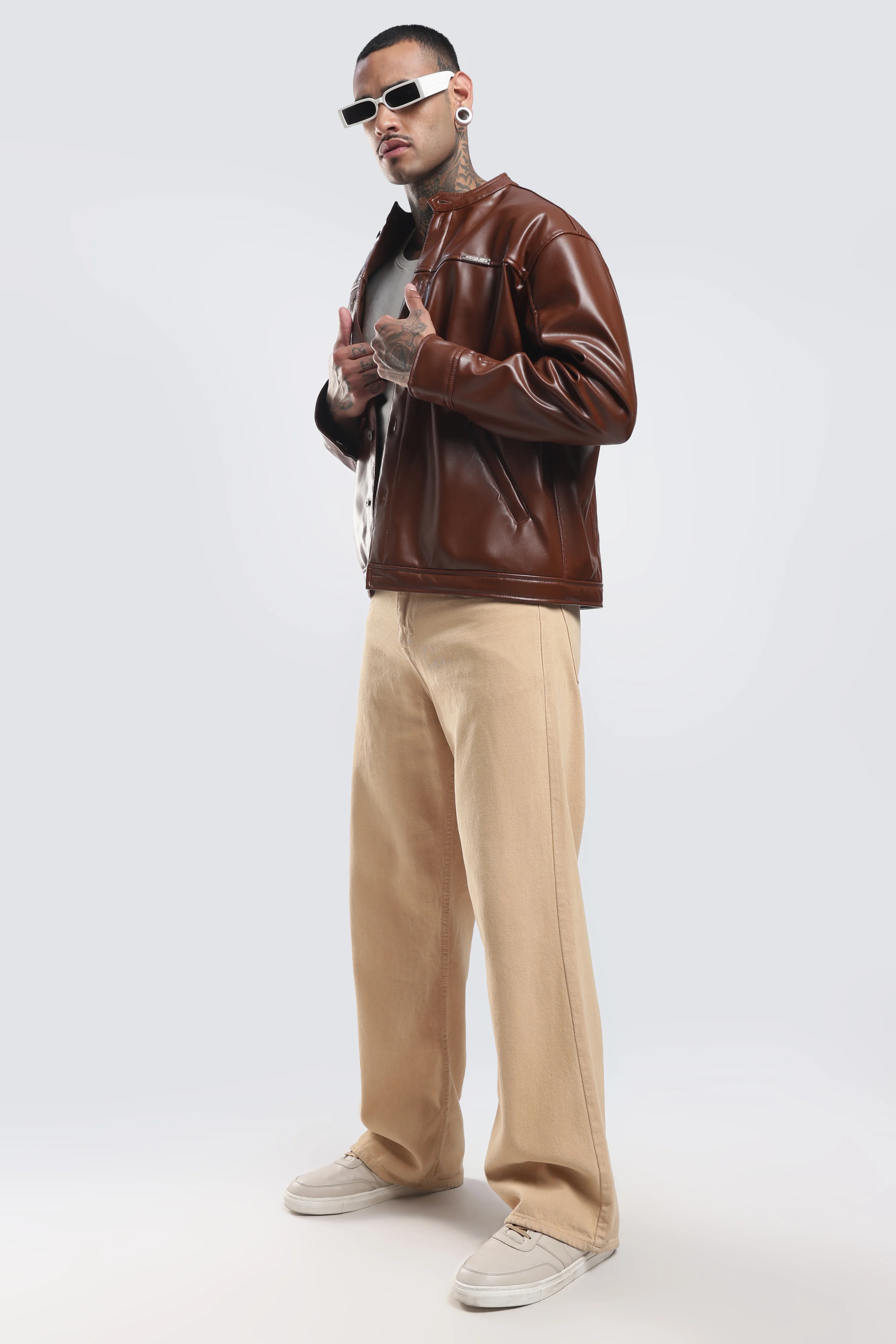Tan Miler Faux Leather Jacket - Image 19