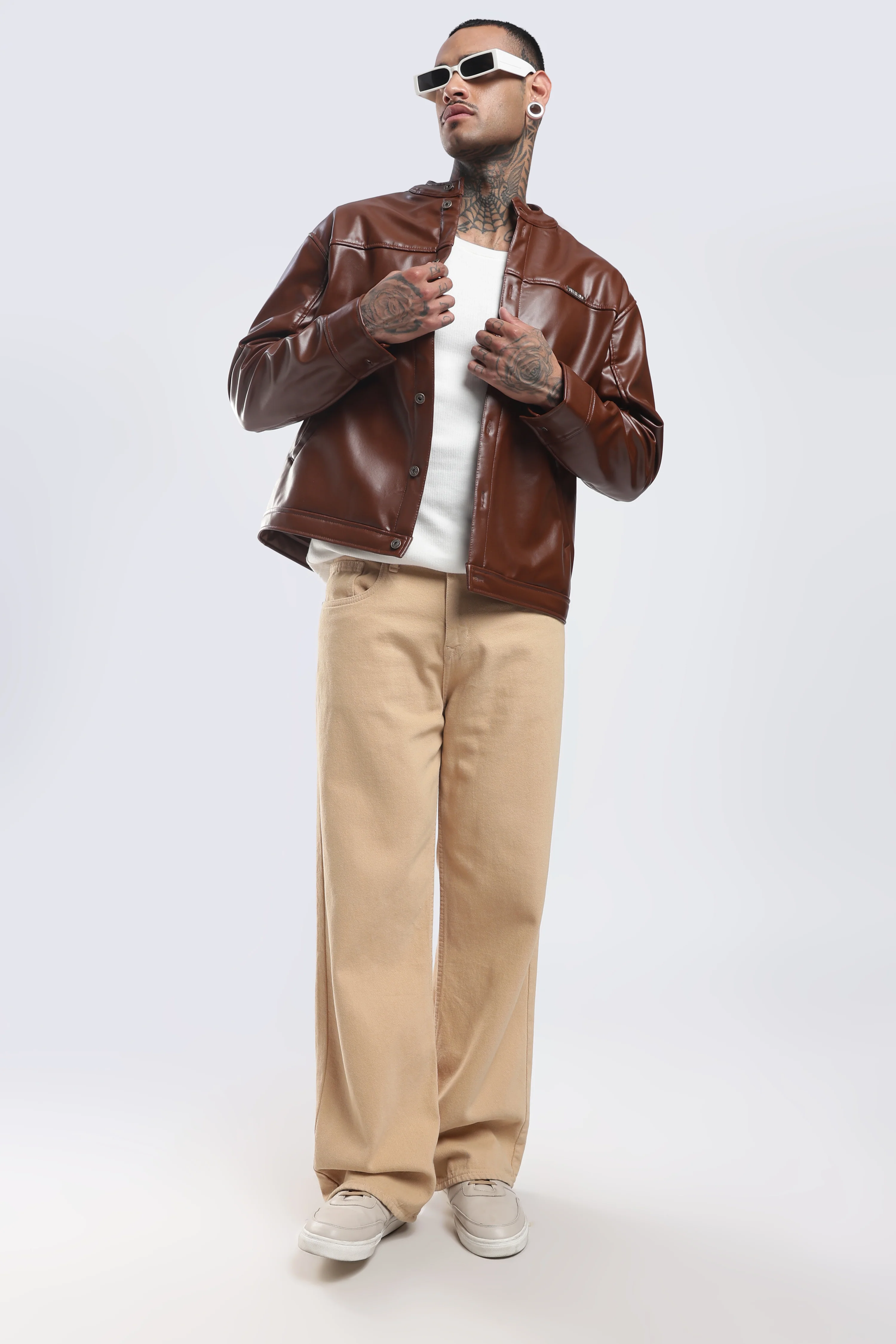 Tan Miler Faux Leather Jacket - Image 21